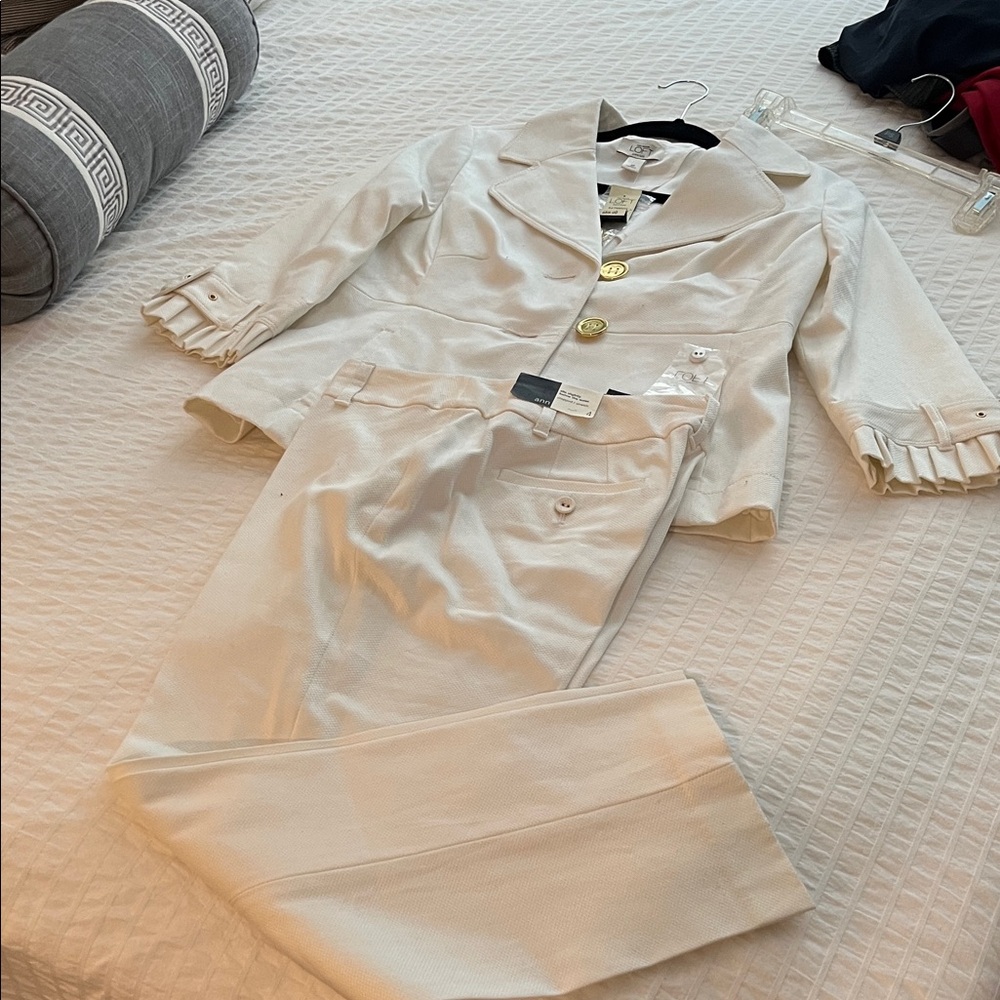 Women's white Two-Piece Jacket & Pants Set